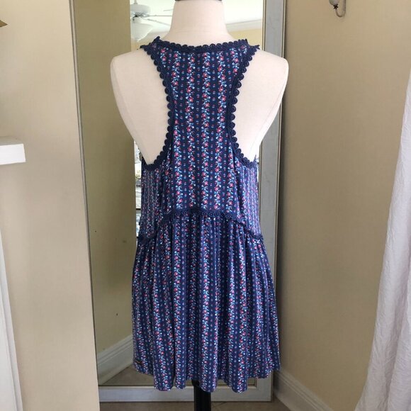Matilda Jane Beyond the Horizon Tank Top Shirt Medium Blue Floral Racerback - Picture 5 of 10